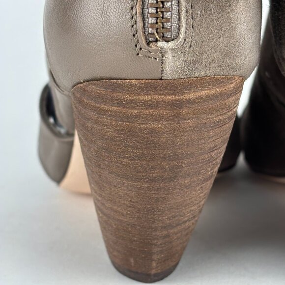 Corso Como Taupe Stacked Heel Open Toe Leather/Suede Booties Size 8M Like New - Picture 6 of 15